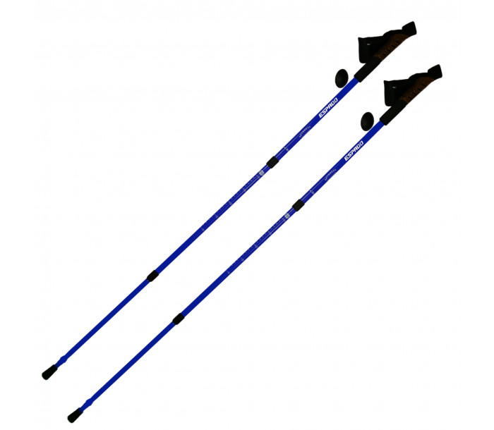 Палки "Espado" для скандинавской ходьбы с ручкой из пробки, 3-х секционные,2шт, ENW-004, синий-фото 2 hover image